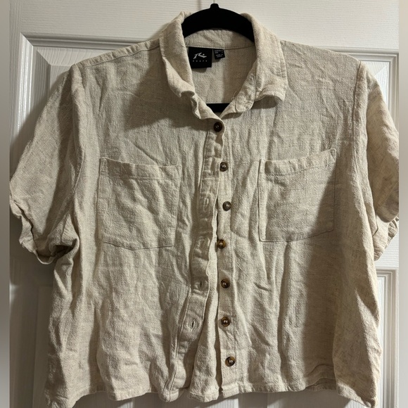 Rusty Australia Tops - RUSTY linen crop t-shirt